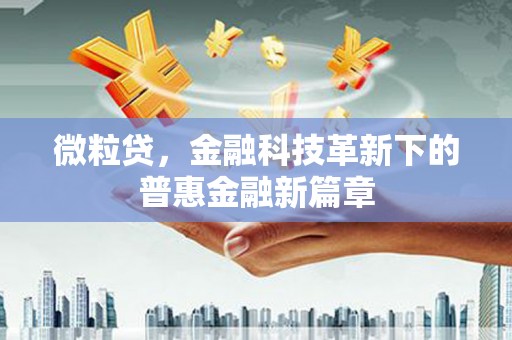 长滨微粒贷，金融科技革新下的普惠金融新篇章