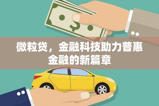 长滨微粒贷，金融科技助力普惠金融的新篇章