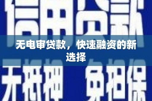 长滨无电审贷款，快速融资的新选择
