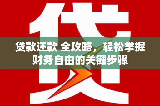 长滨贷款还款 全攻略，轻松掌握财务自由的关键步骤
