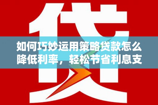 长滨如何巧妙运用策略贷款怎么降低利率，轻松节省利息支出