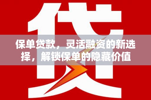 长滨保单贷款，灵活融资的新选择，解锁保单的隐藏价值