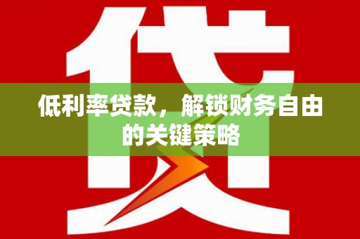 长滨低利率贷款，解锁财务自由的关键策略