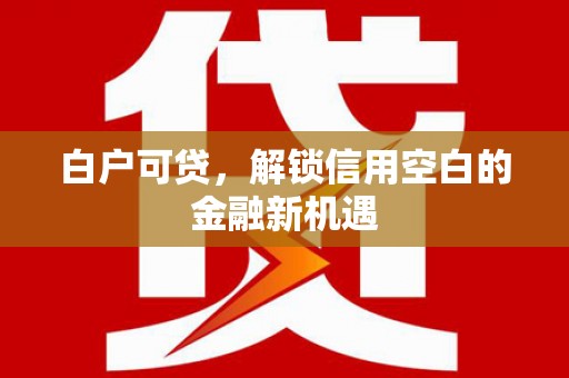 长滨白户可贷，解锁信用空白的金融新机遇