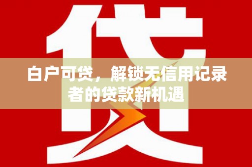 长滨白户可贷，解锁无信用记录者的贷款新机遇