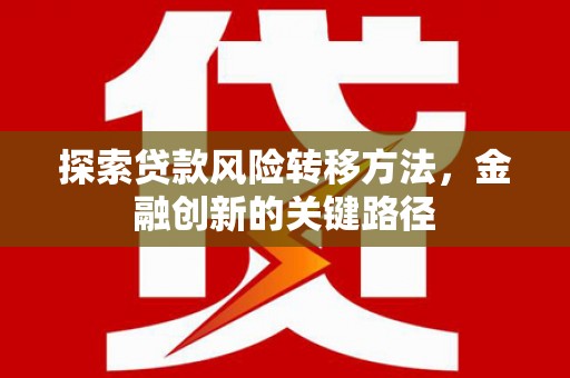 长滨探索贷款风险转移方法，金融创新的关键路径